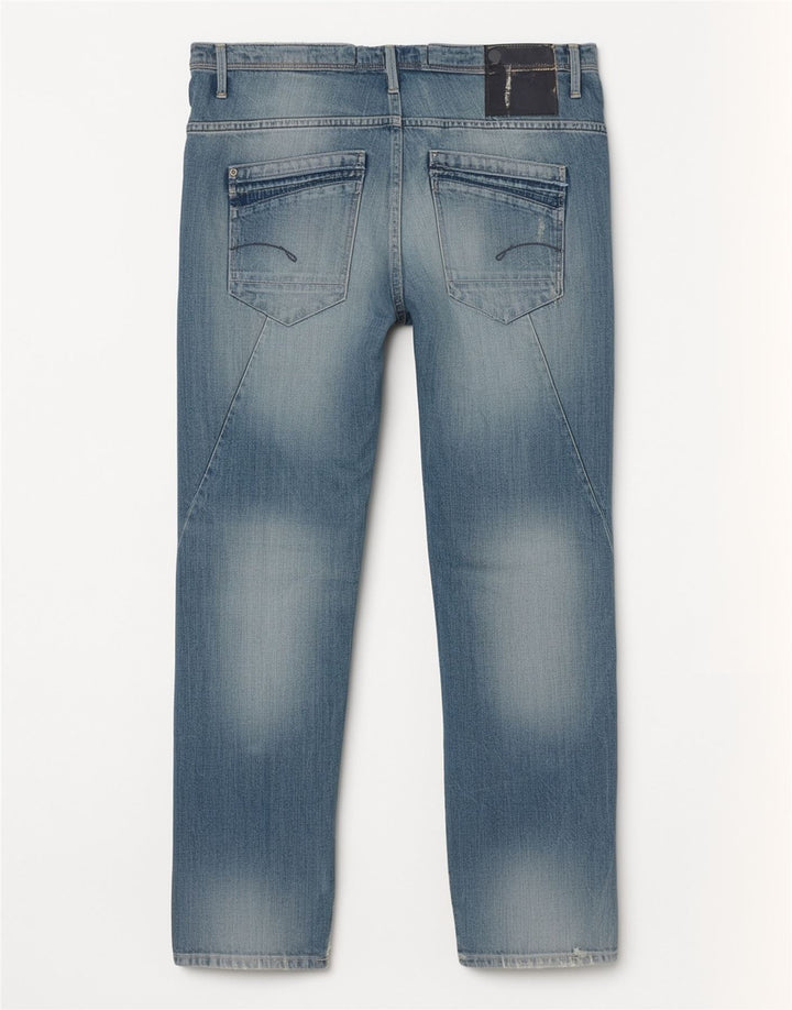 Calça jeans reta feminina G-Star desgastada W27 L27 algodão azul