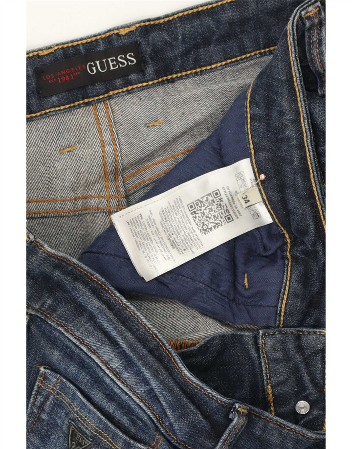 Guess Mens Slim Jeans W34 L34 Azul Marinho Algodão