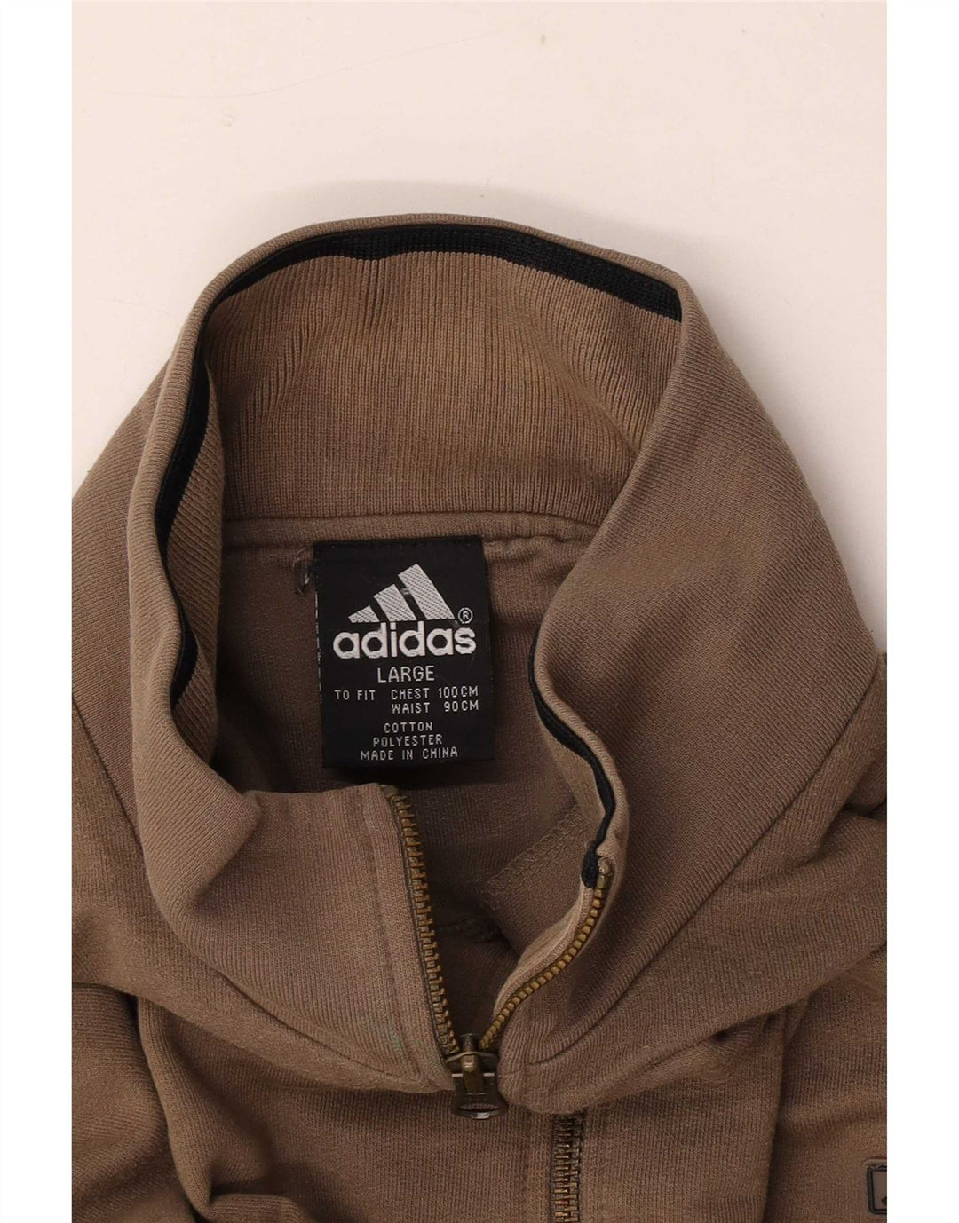 Adidas Mens Zip Neck Moletom Jumper Grande Marrom