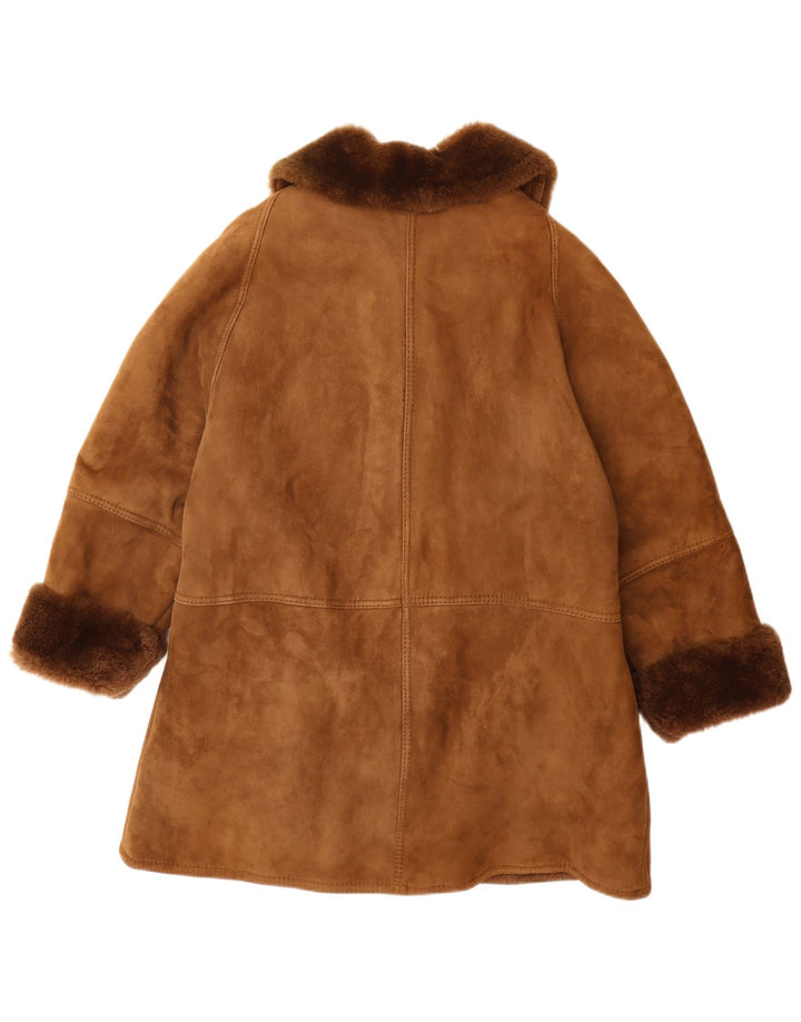 Casaco feminino Shearling Belfe Reino Unido 14 couro marrom médio