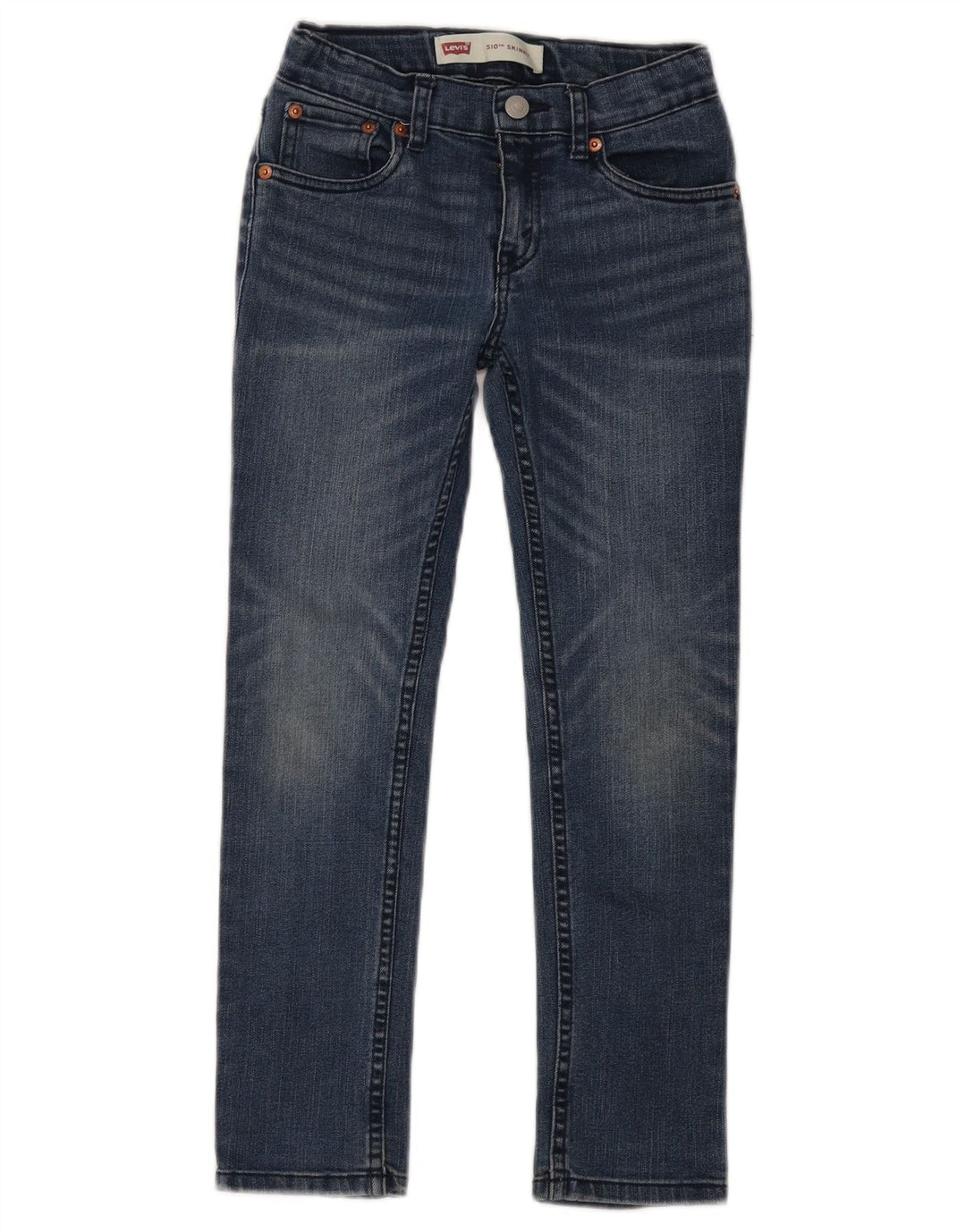 LEVI'S Girls 510 Skinny Jeans 7-8 Anos W25 L22 Azul Algodão