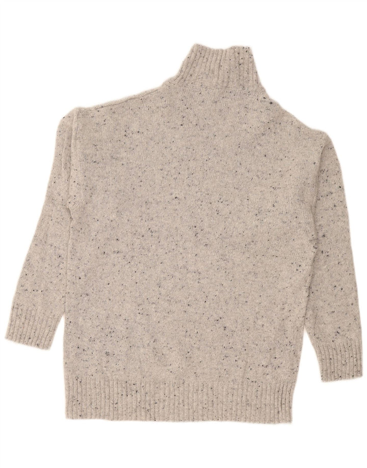 Zara Suéter feminino oversized com gola de tartaruga Reino Unido 10 pequeno cinza manchado
