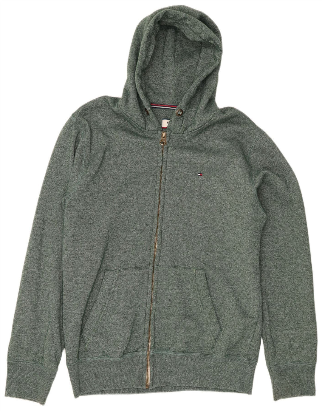 TOMMY HILFIGER Suéter masculino com capuz e zíper 2XL algodão verde