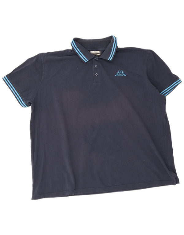 Camisa polo masculina Kappa 4XL algodão listrado azul marinho