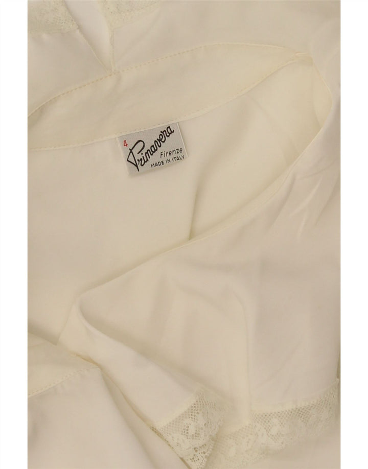 Blusa feminina Primavera Firenze de grandes dimensões UK 16 poliéster branco grande