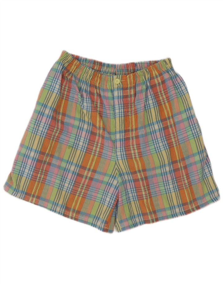 Shorts feminino de cintura alta Benetton W28 xadrez médio multicolorido