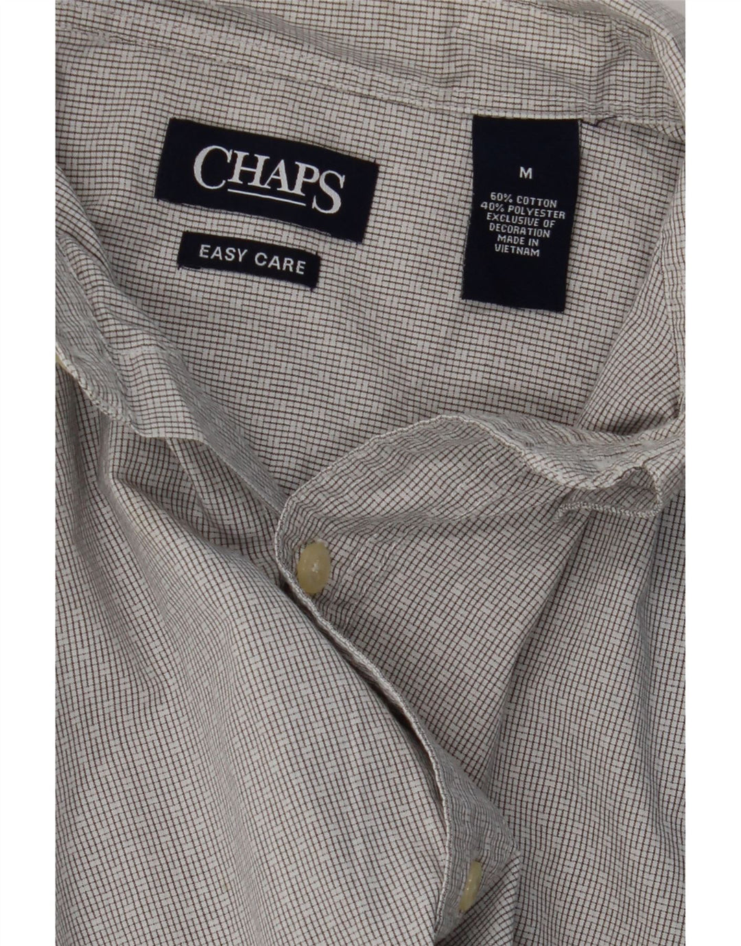 CHAPS Mens Easy Care Shirt Medium Grey Check Cotton Vintage Chaps and Second-Hand Chaps from Messina Hembry 