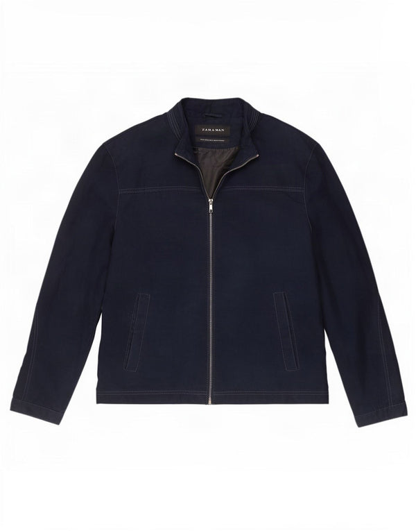 Zara Mens Bomber Jacket UK 42 XL Navy Blue