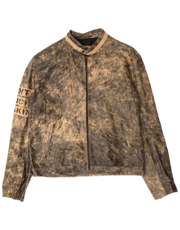 Jaqueta masculina de couro gráfico Bata IT 52 XL couro cinza