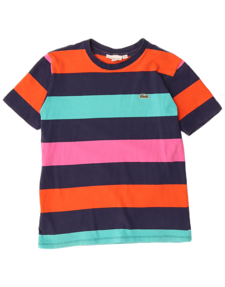 Camiseta feminina gráfica Lacoste UK 14 média listrada multicolorida