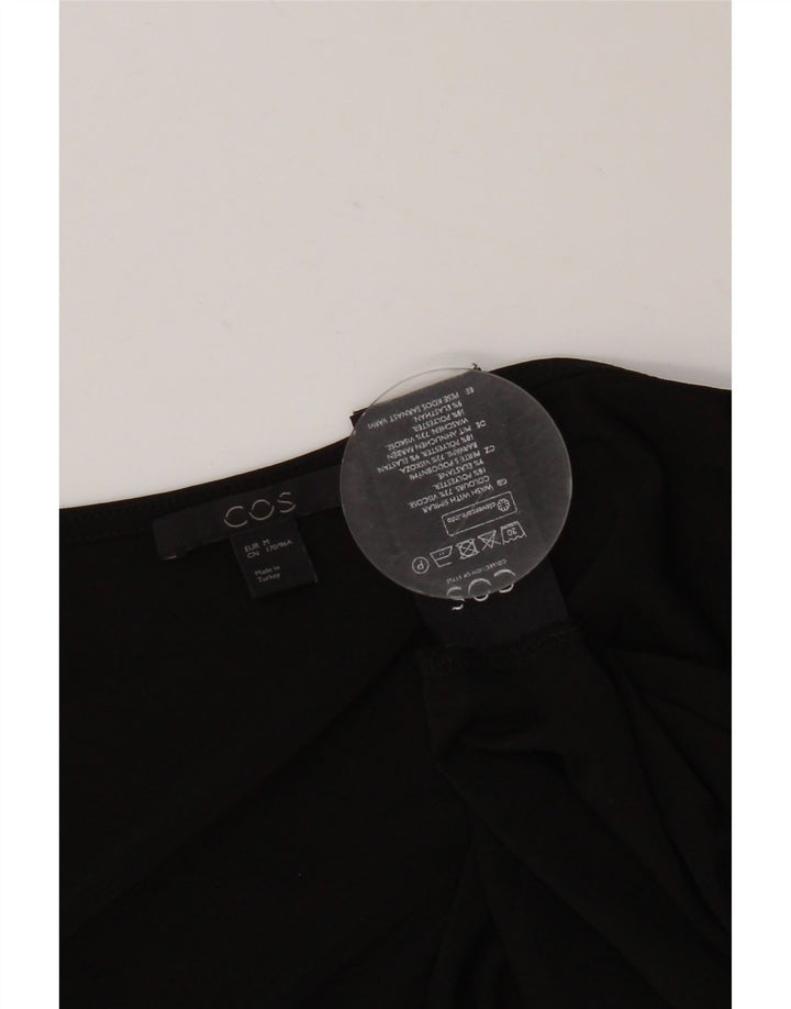 COS Top feminino de um ombro UK 12 viscose preta média