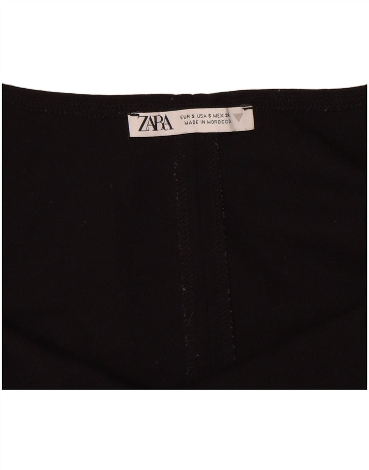 Vestido feminino Zara com bainha sem mangas UK 8 pequeno preto