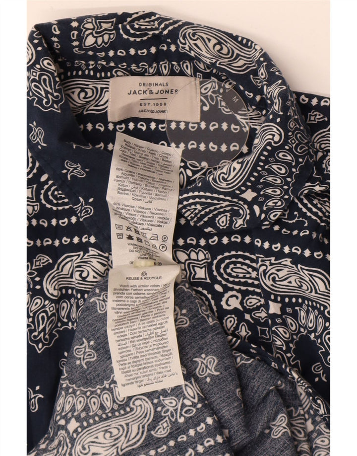 Camisa masculina de manga curta Jack & Jones média azul marinho algodão paisley