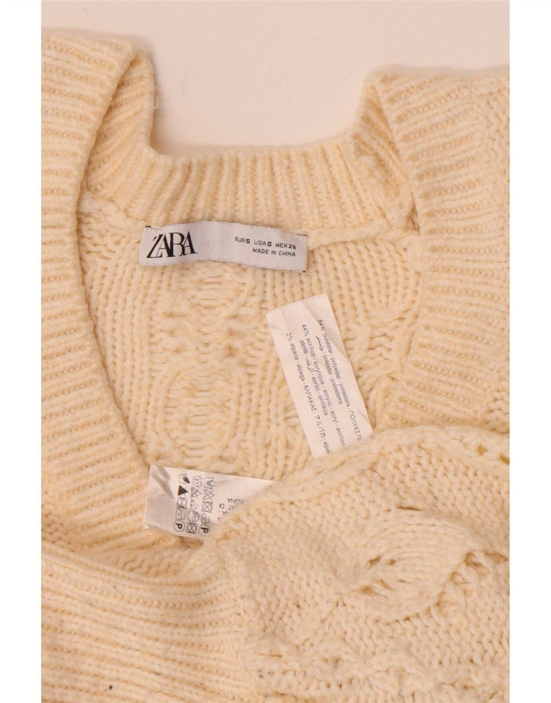 Suéter feminino Zara Crop Cardigan UK 10 pequeno poliéster branco