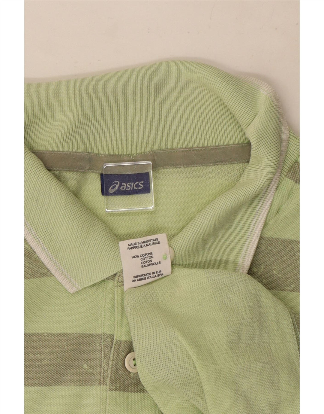 Camisa polo masculina Asics 2XL algodão listrado verde