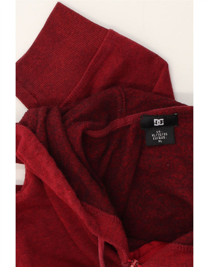 Suéter DC masculino com capuz e zíper XL vermelho manchado