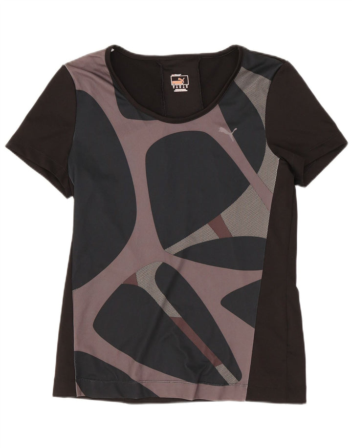 Camiseta feminina Puma UK 12 poliéster geométrico preto médio