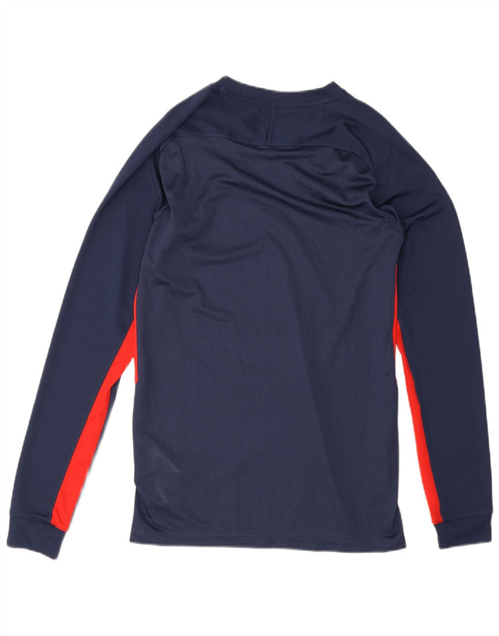 Nike Mens Dri Fit Top Manga Longa Pequeno Azul Marinho Colourblock Poliéster