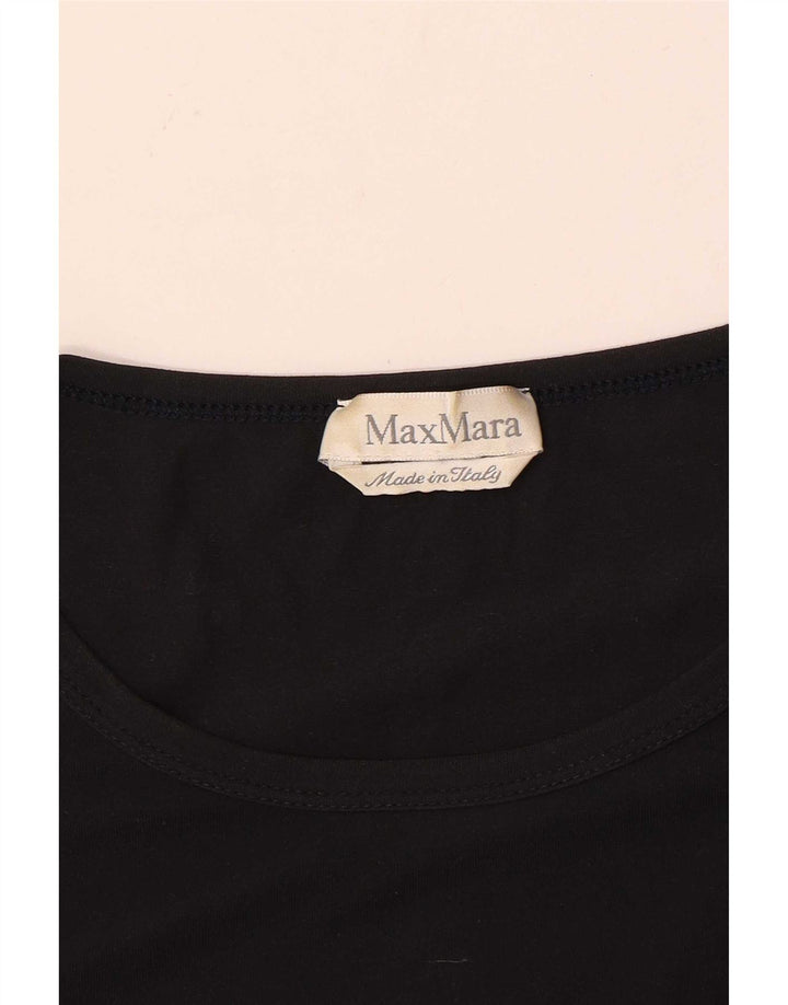 Top feminino Max Mara manga 3/4 UK 8 pequeno preto