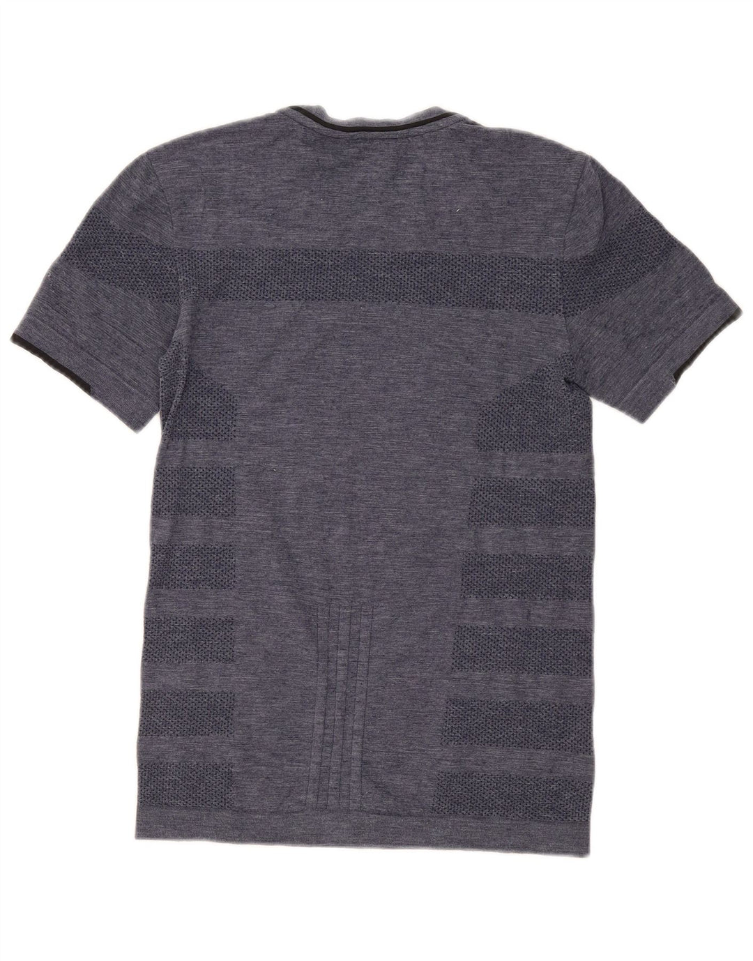 Adidas Mens Running T-Shirt Top Pequeno Listrado Azul Marinho