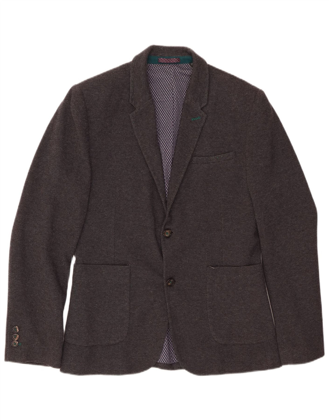 Jaqueta blazer masculina de 2 botões TED BAKER tamanho 3 algodão cinza médio