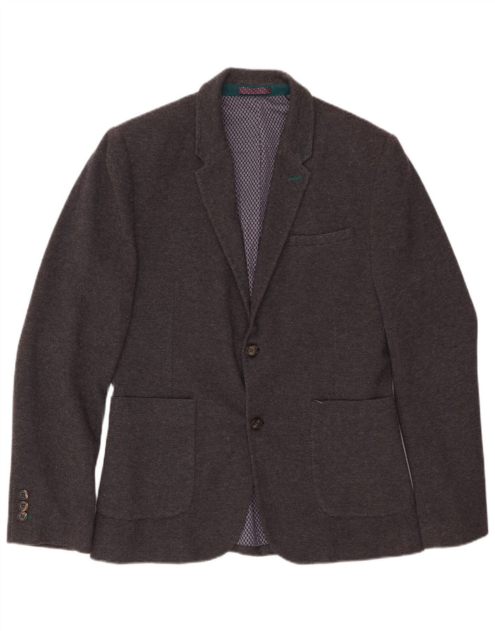 Jaqueta blazer masculina de 2 botões TED BAKER tamanho 3 algodão cinza médio
