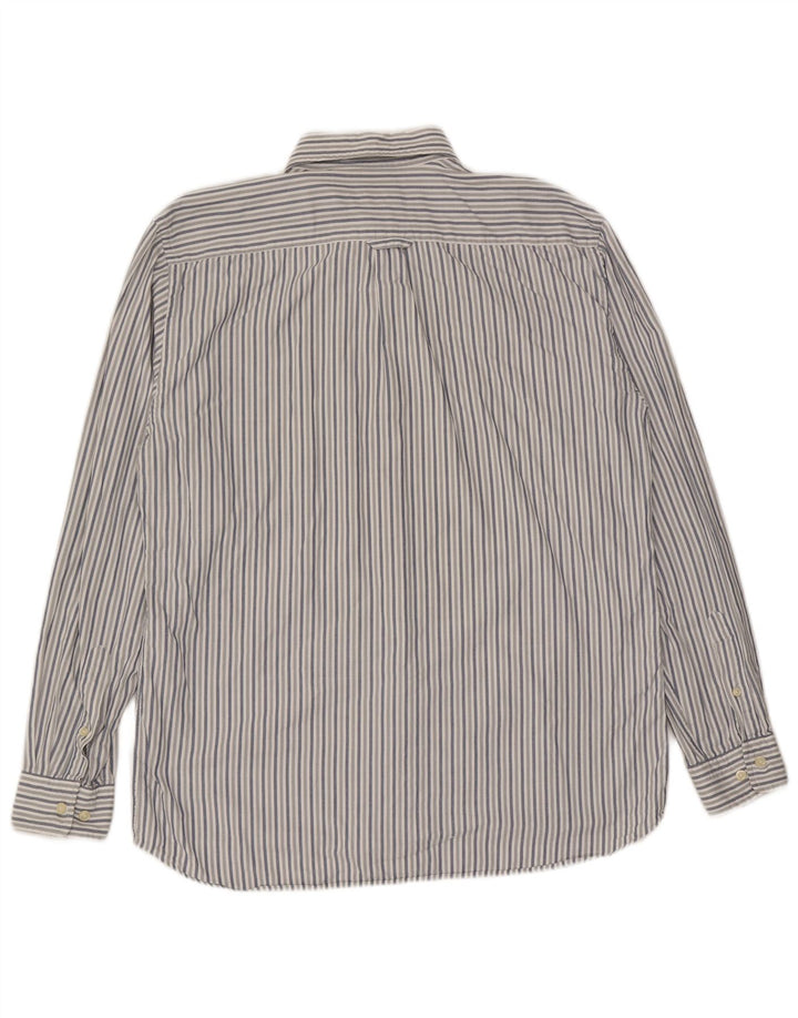Camisa masculina Gant de algodão listrado azul médio