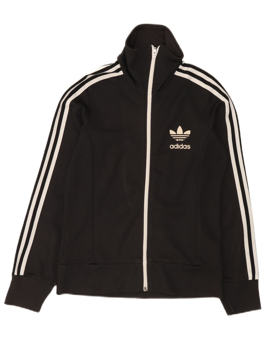 Adidas Womens Tracksuit Top Jacket IT 42 Médio Algodão Preto
