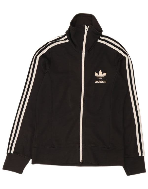 Adidas Womens Tracksuit Top Jacket IT 42 Médio Algodão Preto