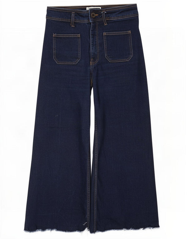 Calça jeans feminina Zara com perna larga EU 38 pequeno W28 L24 azul marinho