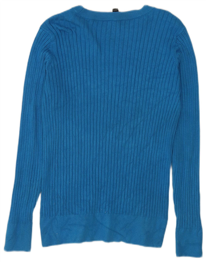 Suéter feminino M&Co com gola canoa UK 10 azul pequeno