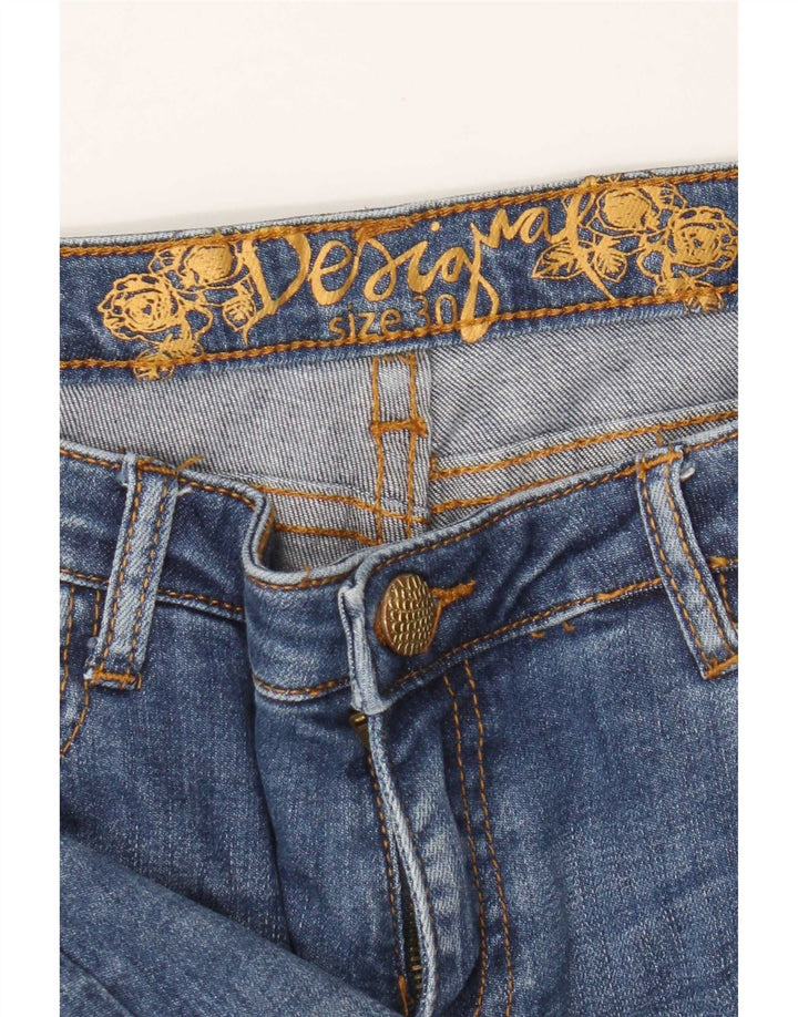 Desigual Jeans Slim Feminino W30 L28 Azul Floral