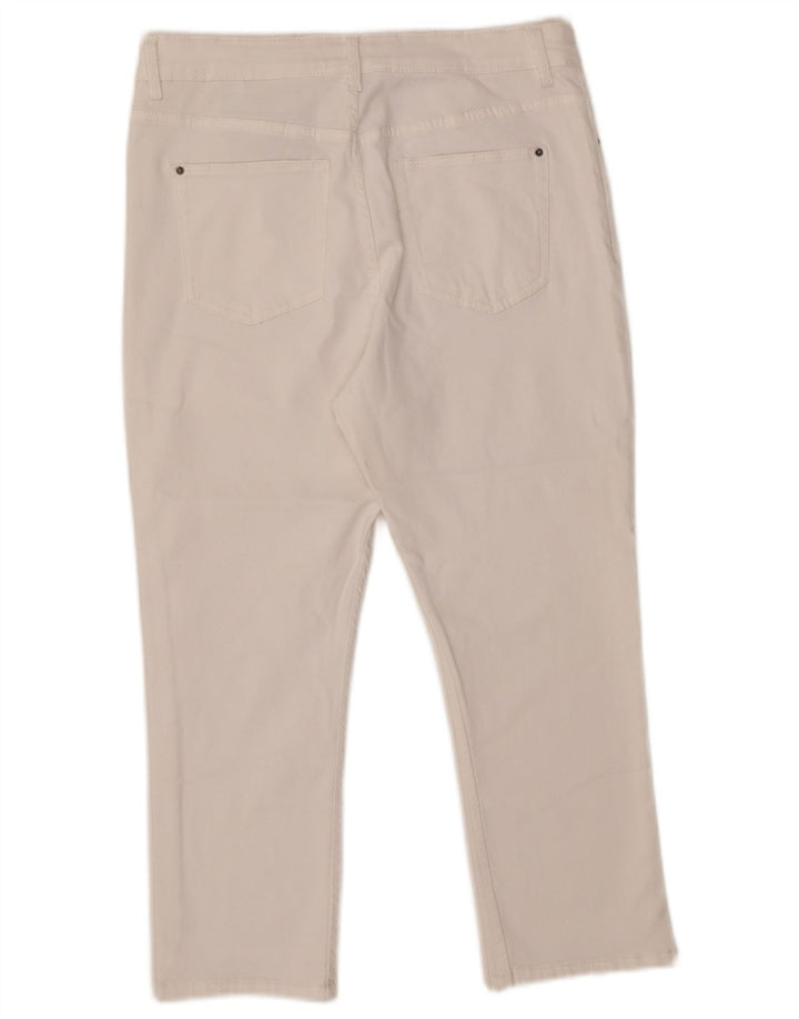 Calça jeans feminina de cintura média Marks & Spencer UK 12 médio W30 L21 branco