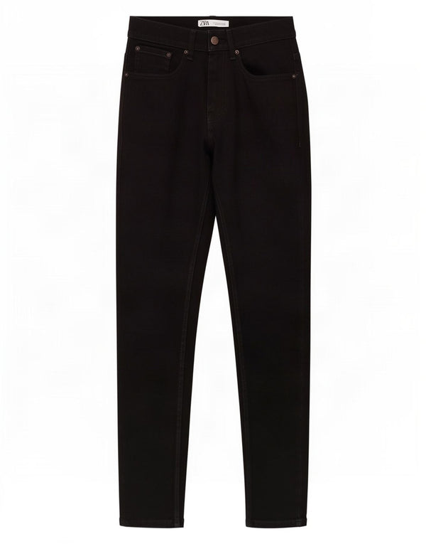 Zara Mens Slim Jeans EU 38 Pequeno W30 L31 Algodão Preto