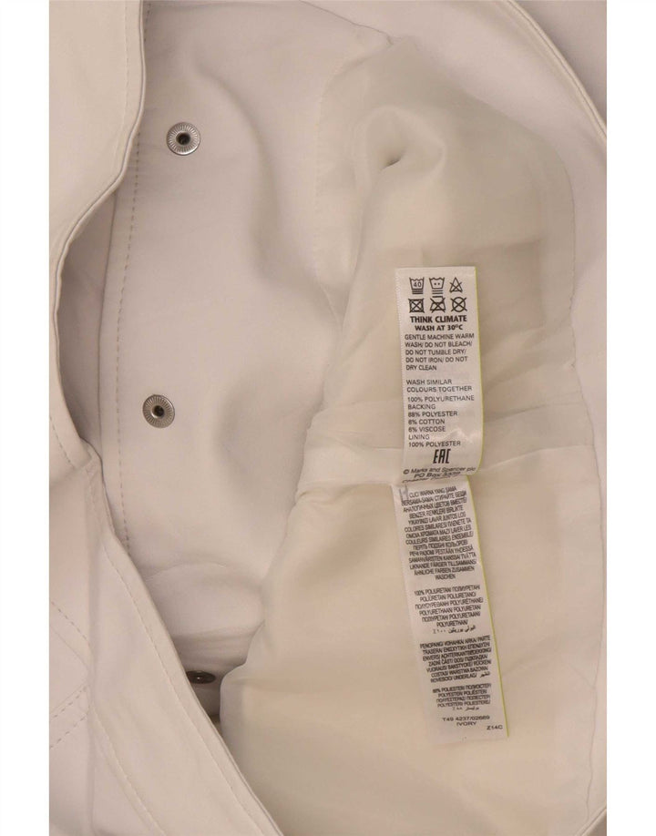 Jaqueta feminina de couro sintético Marks & Spencer UK 8 pequena off white