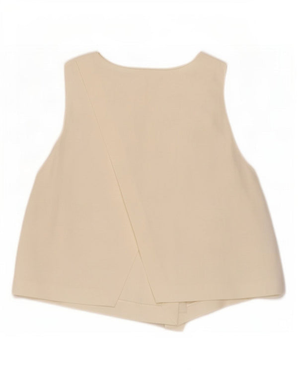 Blusa feminina sem mangas Zara Top UK 12 médio off white viscose