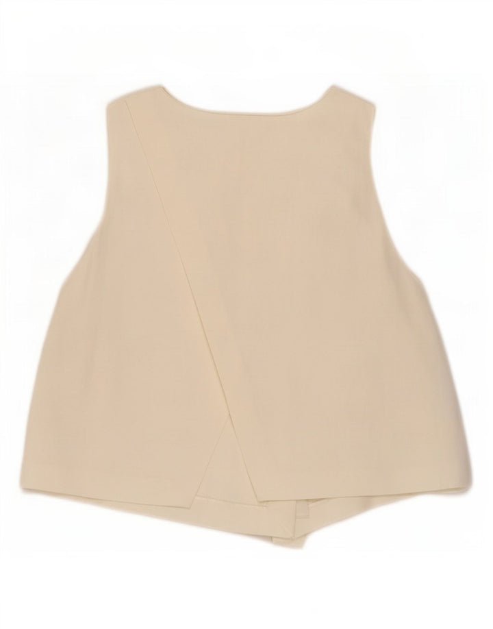 Blusa feminina sem mangas Zara Top UK 12 médio off white viscose