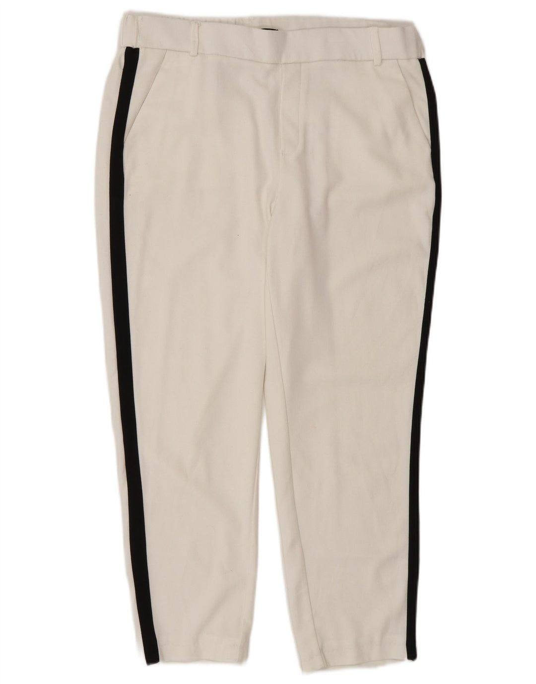 Calça feminina Zara cortada média W28 L24 branca colorblock