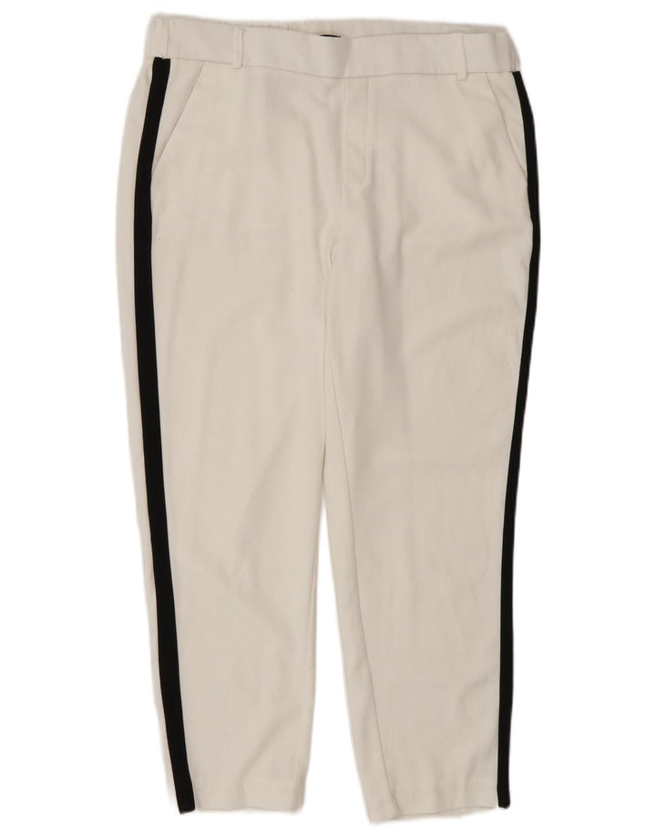 Calça feminina Zara cortada média W28 L24 branca colorblock