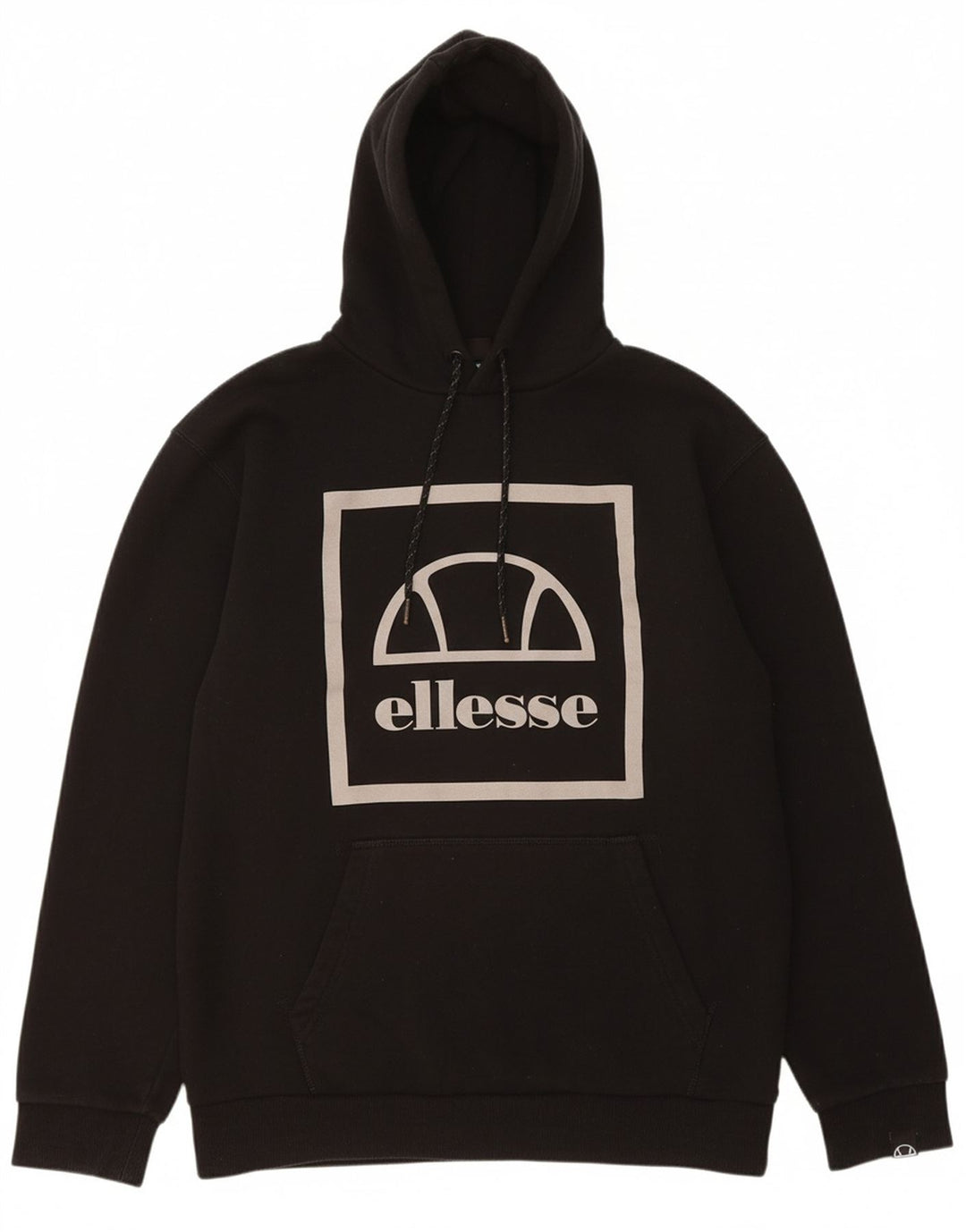 ELLESSE moletom com capuz gráfico masculino médio algodão preto