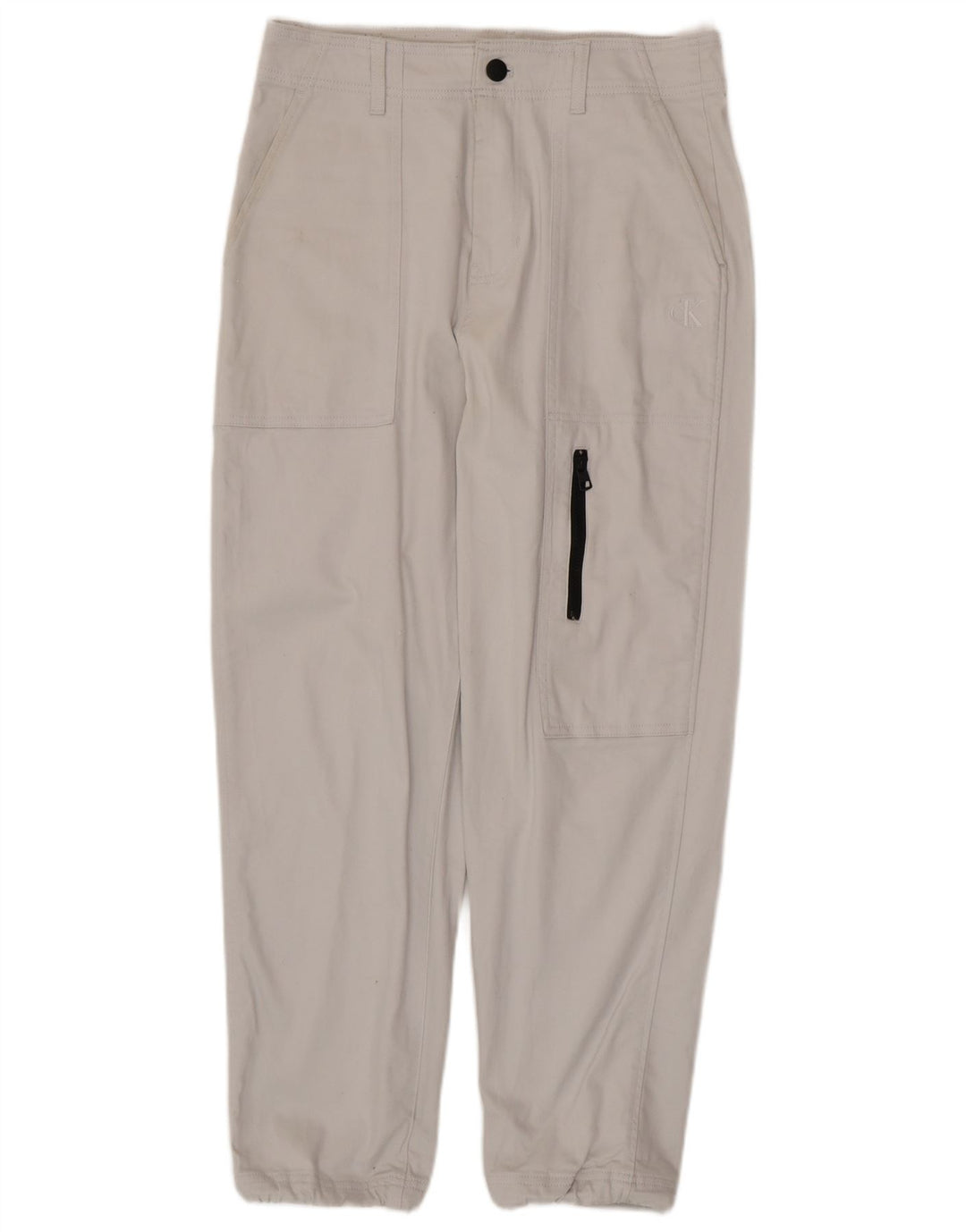 CALVIN KLEIN Mens Joggers Cargo Calças W30 L28 Algodão Branco
