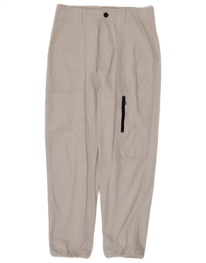 CALVIN KLEIN Mens Joggers Cargo Calças W30 L28 Algodão Branco