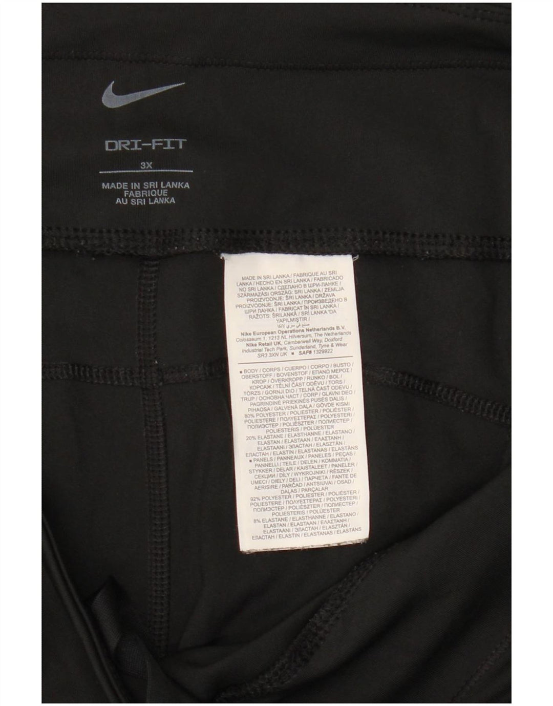 Leggings Nike Dri Fit Capri UK 22 3XL Preto Poliéster