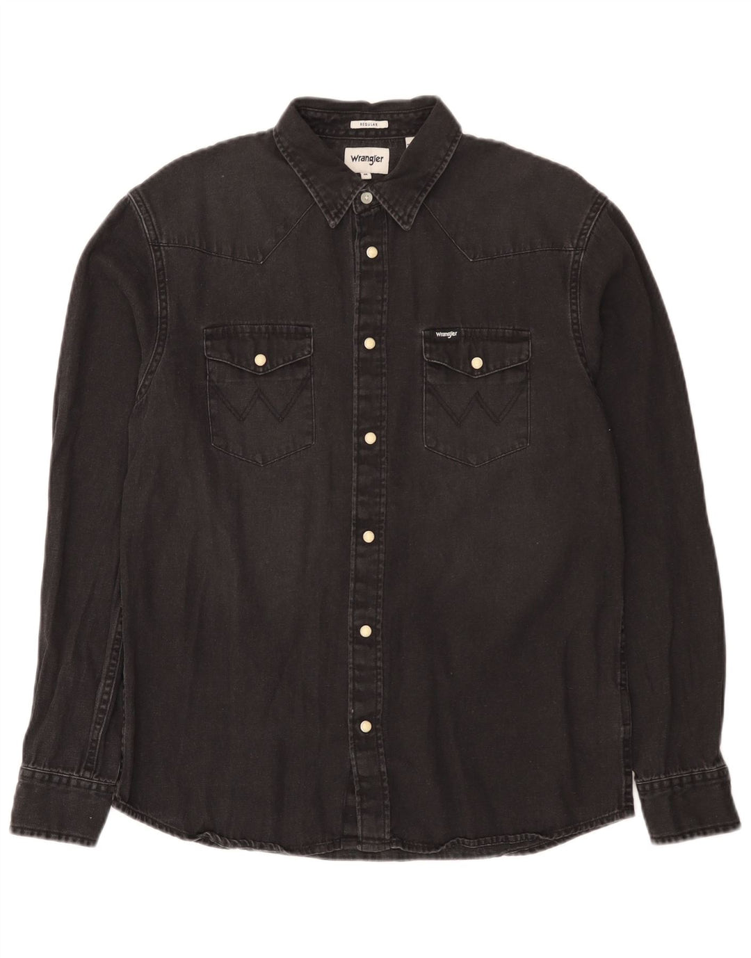 Camisa Wrangler masculina Western Regular Fit jeans médio preto algodão