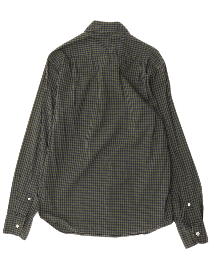 J. CREW Camisa masculina slim pequena de algodão xadrez verde