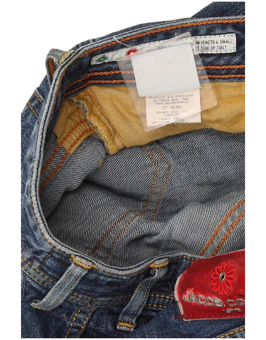 Jacob Cohen Jeans feminino feito à mão slim W31 L28 algodão azul