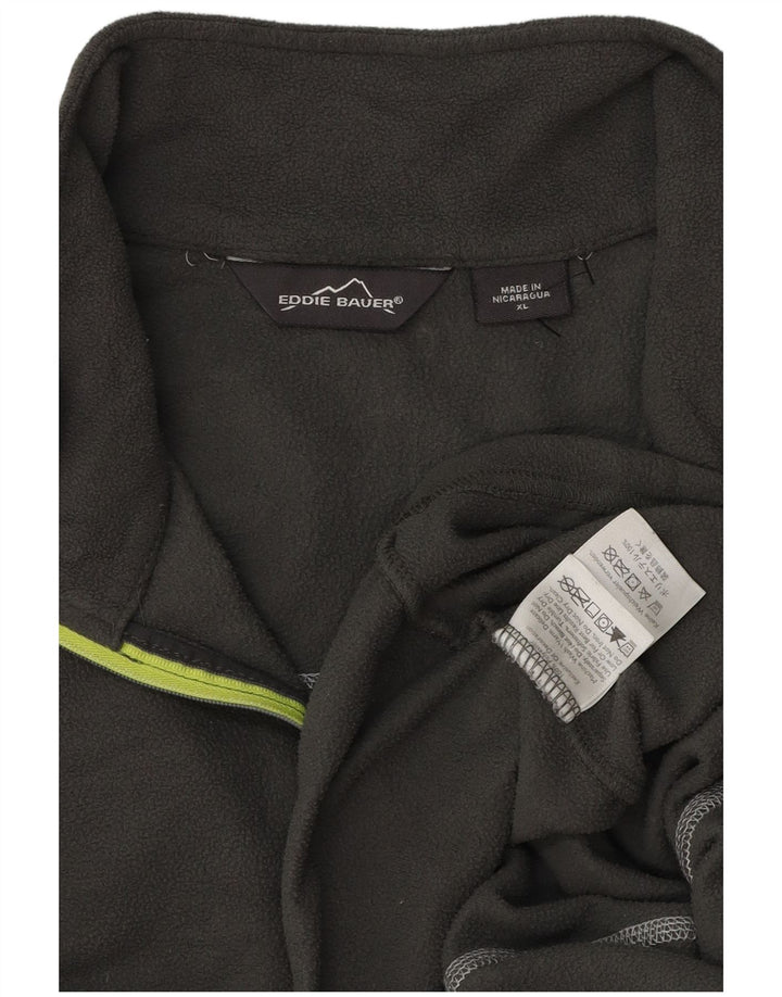 Eddie Bauer Suéter masculino de lã com zíper e gola XL poliéster cinza