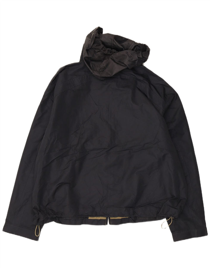 Jaqueta de chuva com capuz London Fog Mens Reino Unido 44 2XL poliéster preto