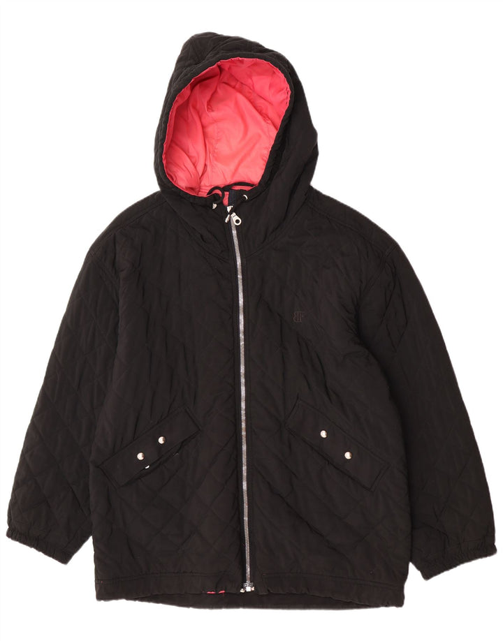 Jaqueta acolchoada feminina Belfe com capuz e grandes dimensões IT 50 XL poliéster preto