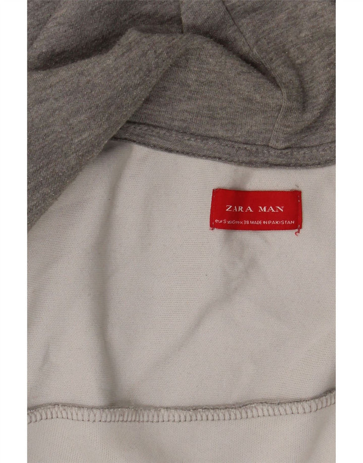 Zara Suéter masculino com capuz e zíper pequeno cinza